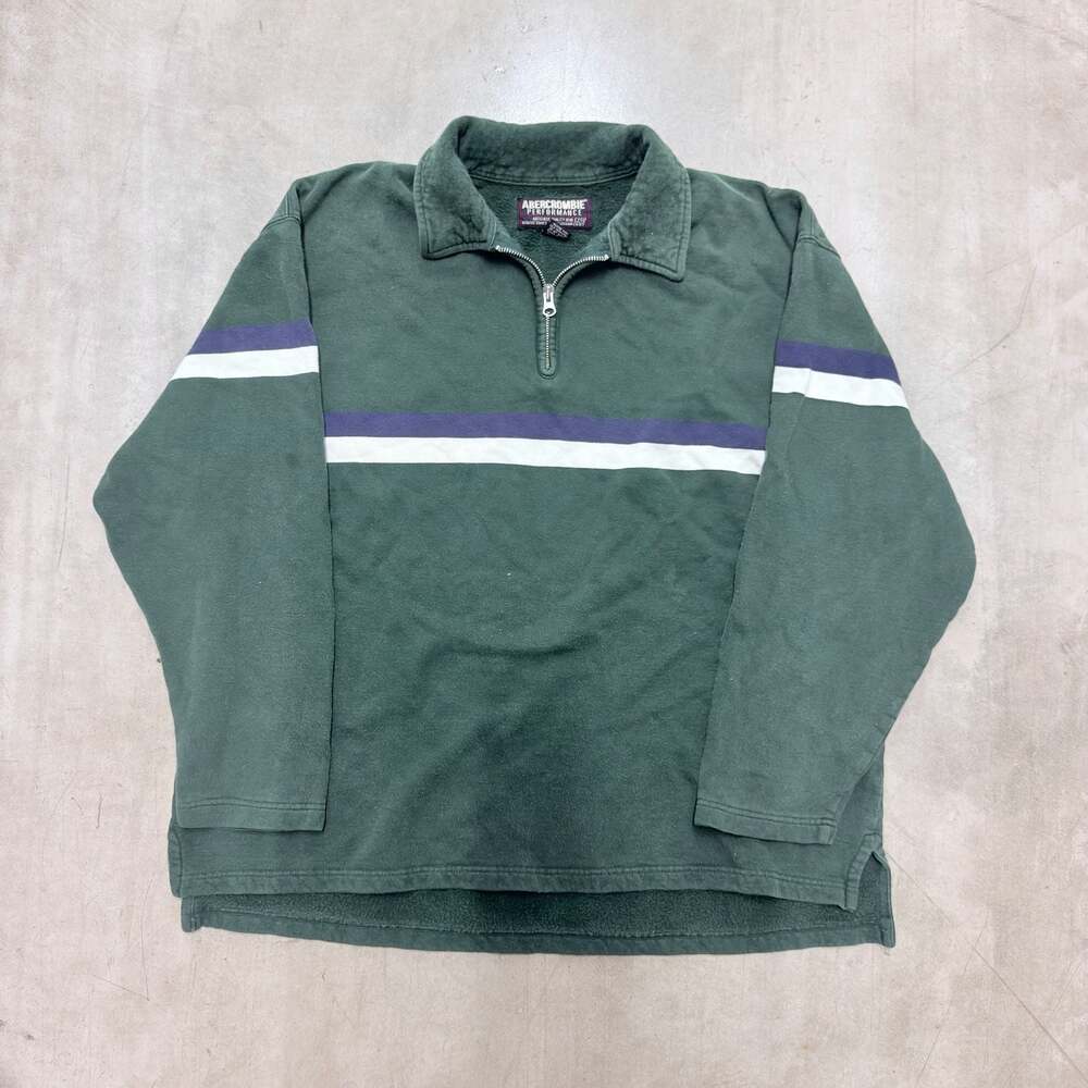 Vintage Abercrombie Performance Green 1/4 Zip Pullover Sweatshirt Size L